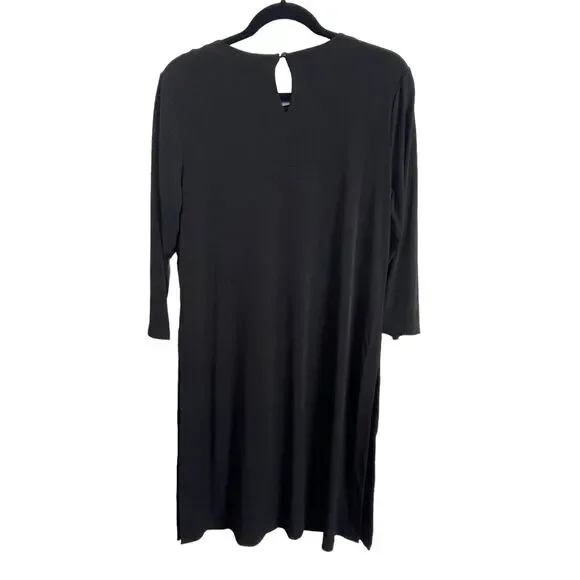 Susan Graver Liquid Knit‎ Black Tunic Duster Size M – Attached Shirt Layer - Picture 4 of 5